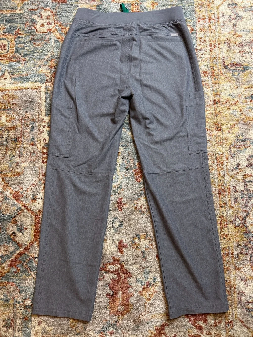 Figs Men's Gray Jogger Pants with Green Drawstring